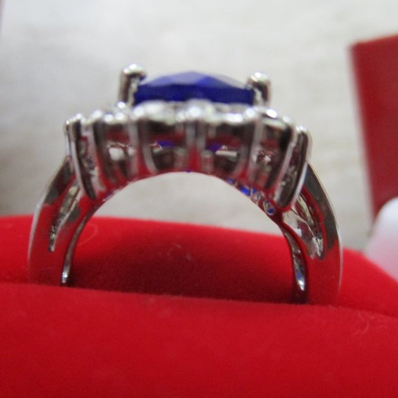 Blue Sapphire Cocktail Ring 6.5 - Picture 6 of 16